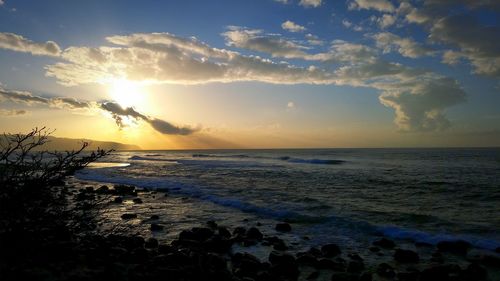 Scenic view of sea at sunset