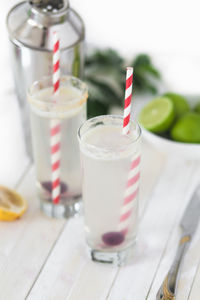 Close-up of drink in glass on table