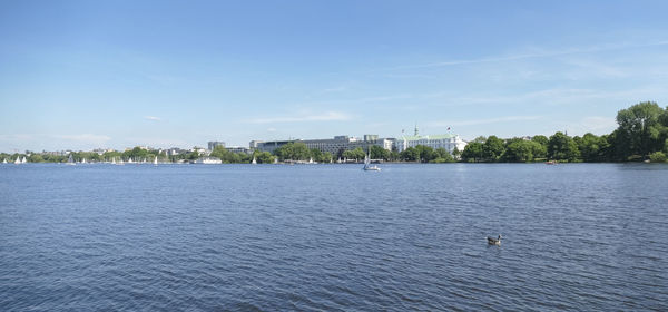 Scenery around the outer alster lake, an area around hamburg in northern germany
