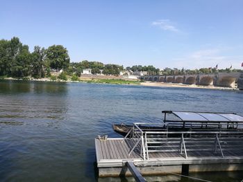 Scenic view of river against clear sky