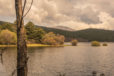 Scenic view of lake against sky