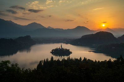 Sunrise at lake bled