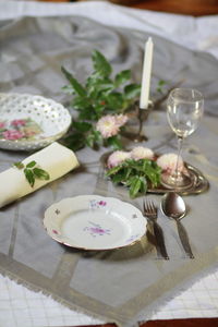 High angle view of food on table