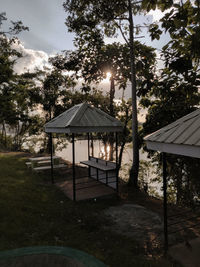 Gazebo in park against sky