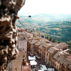 High angle view of buildings in city