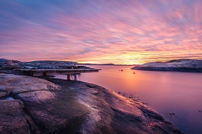 Scenic view of sea against sky at sunset