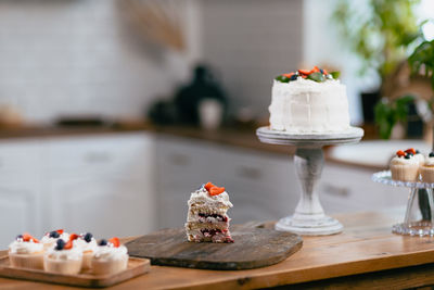 Close-up of cupcakes on table