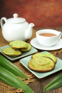 Close-up of tea served on table