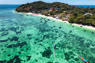 High angle view of beach against sky