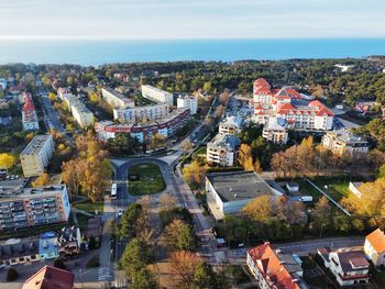 High angle view of townscape against sky