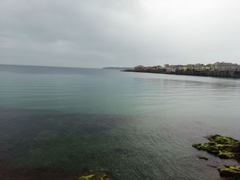 Scenic view of bay against sky