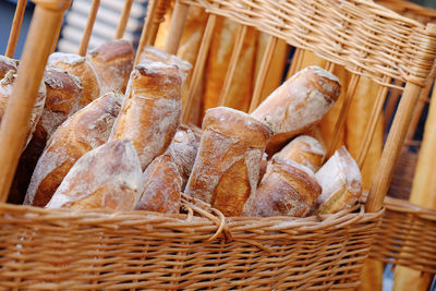 Close-up of wicker basket