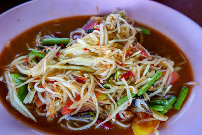 High angle view of meal served in bowl