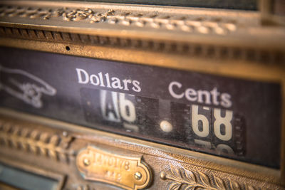 Close-up of cash register