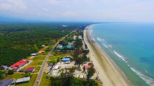 High angle view of beach against sky