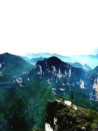 Scenic view of mountains against clear sky