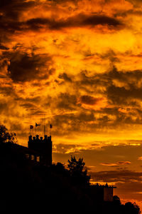 Silhouette buildings against sky during sunset