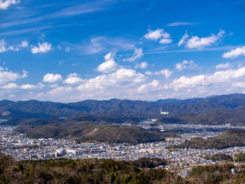 Aerial view of townscape against sky