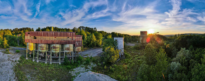 Panoramic view of landscape against sky during sunset