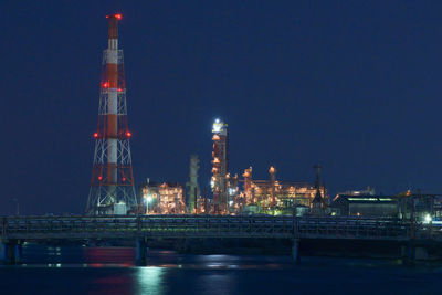 Illuminated buildings at waterfront