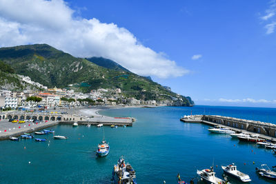 View of the waterfront in a village of amalfi coast, italy.