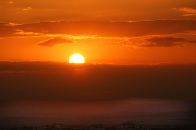 Scenic view of dramatic sky during sunset