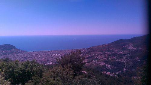 Scenic view of sea against clear sky