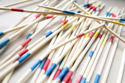 Close-up of colorful chopsticks