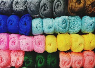 Full frame shot of colorful wool ball