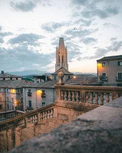 Historic building against sky at dusk