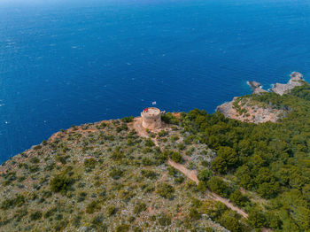 Beautiful aerial harbour of port de soller, mallorca