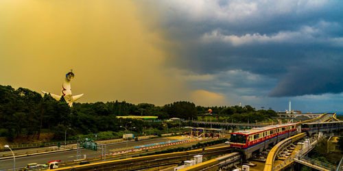 Panoramic view of train against sky