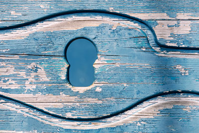 Full frame shot of blue wooden door