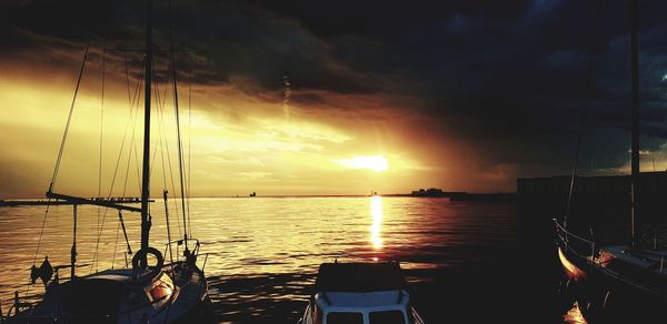 Scenic view of sea against sky during sunset