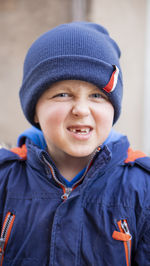 Portrait of boy wearing knit hat