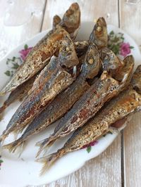 High angle view of food in plate
