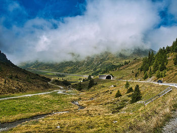 Scenic view of mountains against sky