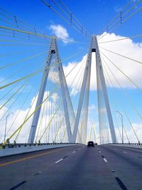 View of suspension bridge against sky