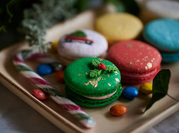 Close-up of dessert on table