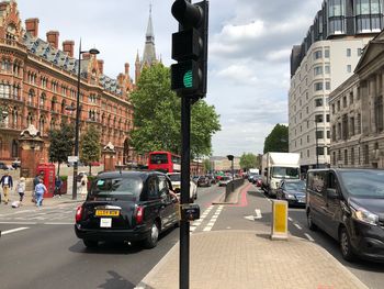 Traffic on road in city