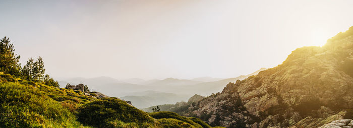 Scenic view of mountains against clear sky