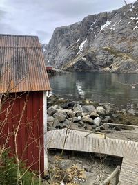 Scenic view of lake against mountain