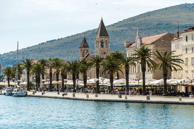 Townscape of beautiful seaside town of trogir in croatia