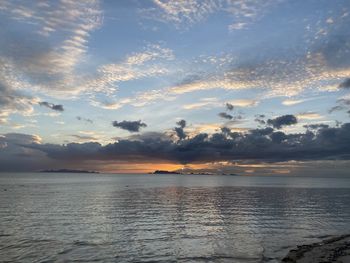 Scenic view of sea against sky during sunset