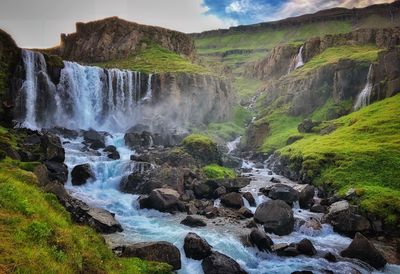 Scenic view of waterfall