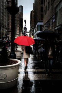 Woman walking in city