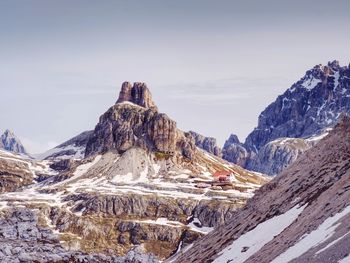 Panorama view of dolomites alpine peaks. south tyrol region. beautiful nature of italy.