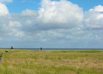 Scenic view of sea against cloudy sky