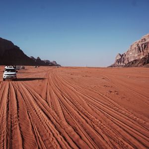 Scenic view of desert against clear sky