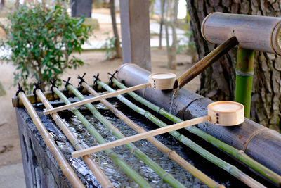 High angle view of japanese fountain